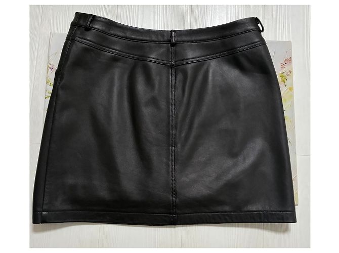 Minifalda de piel negra Baukjen Sacha Negro - vista 12