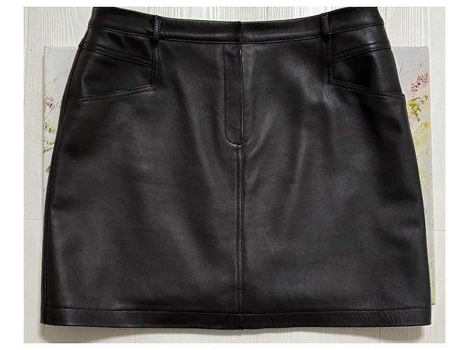 Minifalda de piel negra Baukjen Sacha Negro - vista 13
