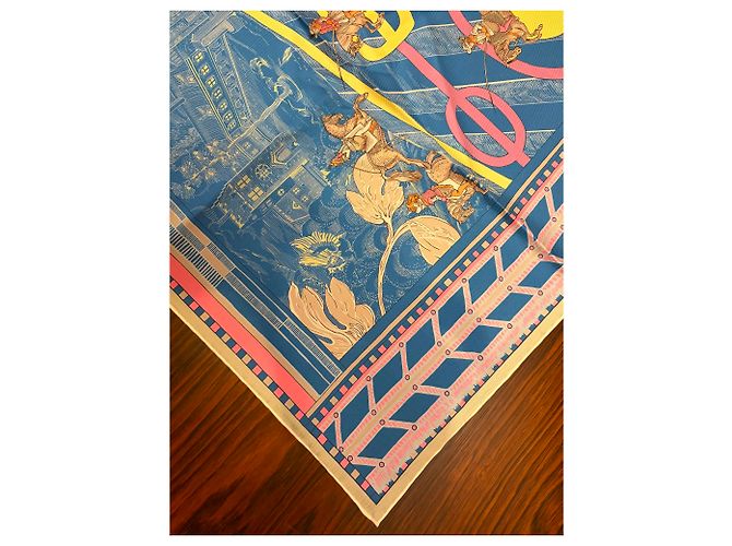 Hermès Ermete : quadrato a righe "Passate e serpentine" 90X90 cm Multicolore - vista 5