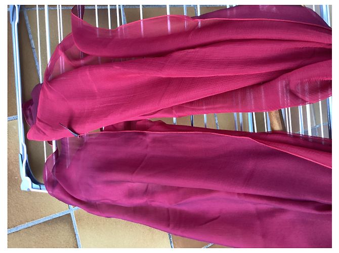 Stola Corinne Sarrut in chiffon di seta rossa e bordeaux Rosso - vista 4