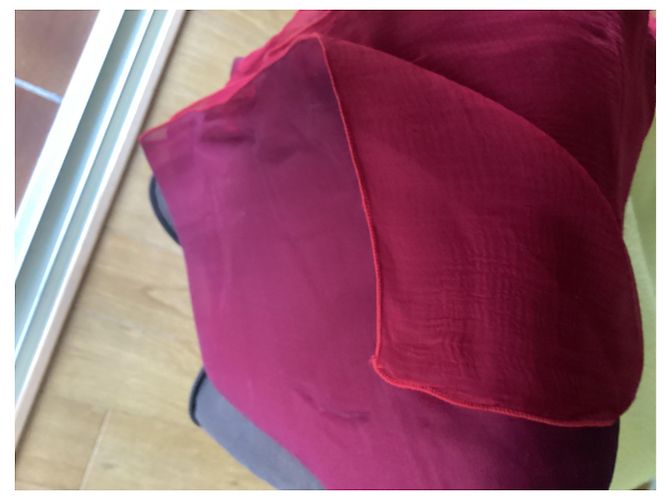 Stola Corinne Sarrut in chiffon di seta rossa e bordeaux Rosso - vista 5