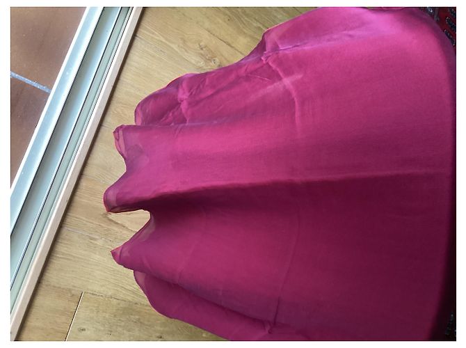 Stola Corinne Sarrut in chiffon di seta rossa e bordeaux Rosso - vista 6