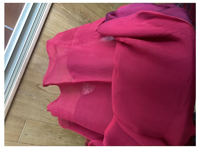 Stola Corinne Sarrut in chiffon di seta rossa e bordeaux Rosso - vista 7