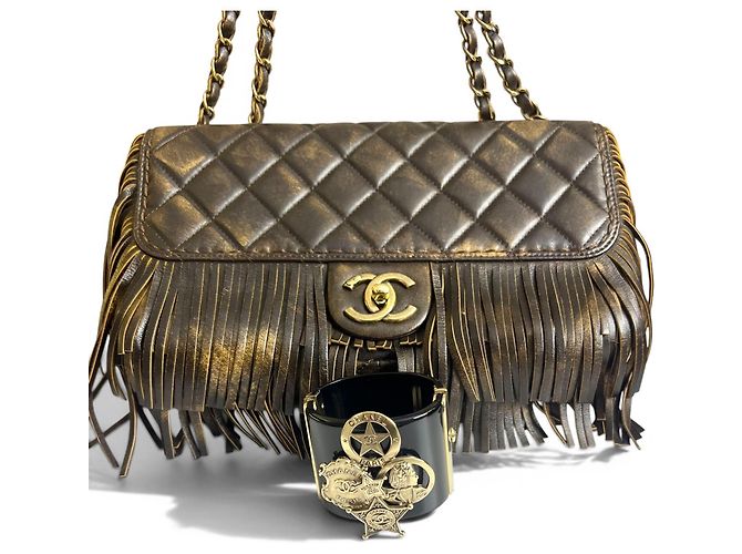 Raro bracciale largo dichiarativo in oro nero di Chanel 14A Paris Dallas D'oro - vista 11