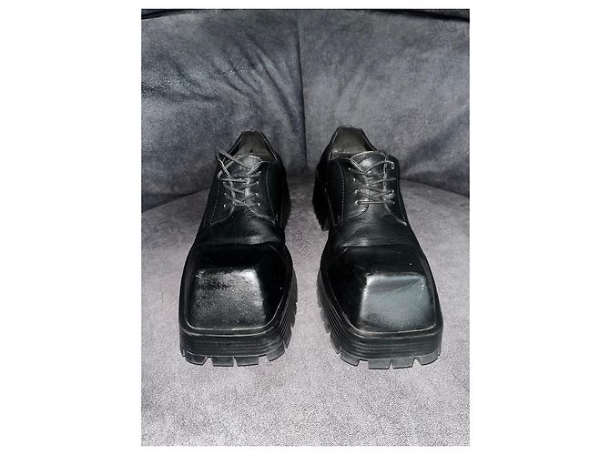Scarpe Derby a piattaforma in pelle nera Balenciaga Trooper Nero - vista 3