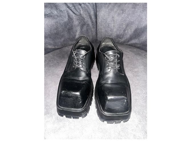 Scarpe Derby a piattaforma in pelle nera Balenciaga Trooper Nero - vista 4