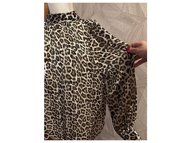Autre Marque H&M Leoprint-Bluse Braun Schwarz Weiß Leopardenprint - Ansicht 3