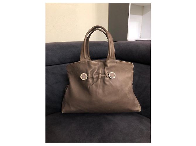 Borsa tote in pelle Bulgari Taupe - vista 3
