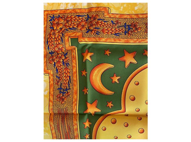 Sciarpa di seta Hermès Carpe Diem Gialla Giallo - vista 7