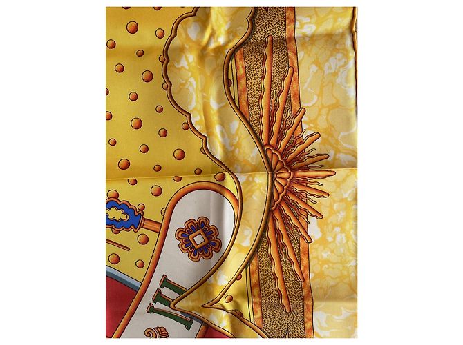 Sciarpa di seta Hermès Carpe Diem Gialla Giallo - vista 8