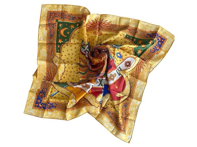 Sciarpa di seta Hermès Carpe Diem Gialla Giallo - vista 9