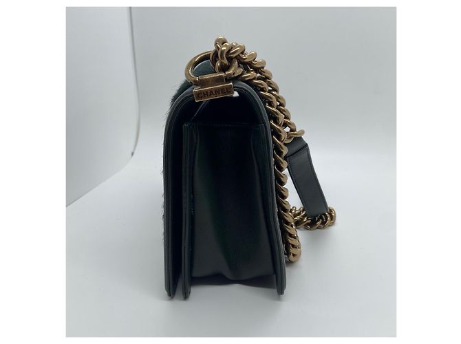 Borsa Chanel Leboy Verde Pino in Pelle - vista 3