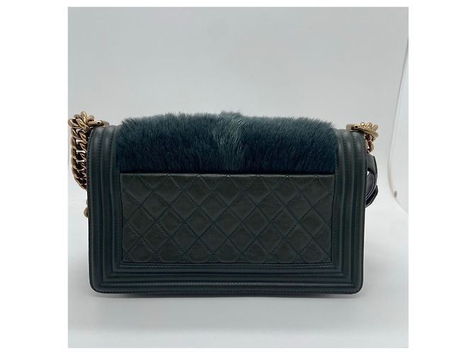 Borsa Chanel Leboy Verde Pino in Pelle - vista 4