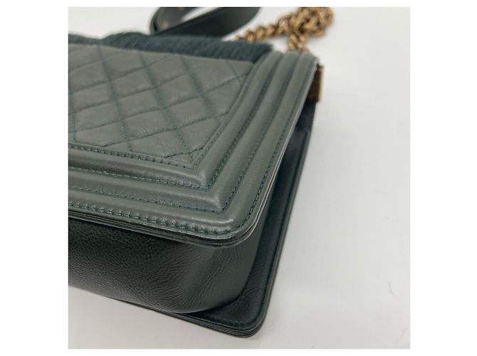 Borsa Chanel Leboy Verde Pino in Pelle - vista 5