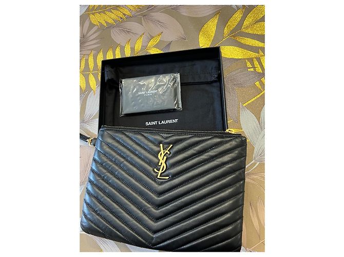 Clutch Saint Laurent in pelle nera Nero - vista 12