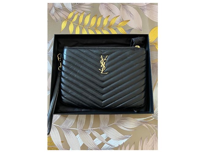 Clutch Saint Laurent in pelle nera Nero - vista 2