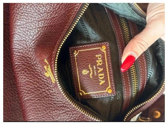Borsa Hobo Prada in pelle Vitello Daino - Bordeaux Bordò - vista 11