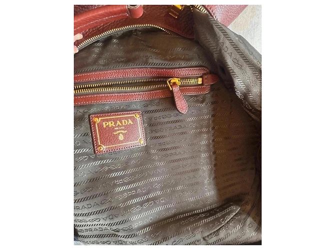 Borsa Hobo Prada in pelle Vitello Daino - Bordeaux Bordò - vista 14