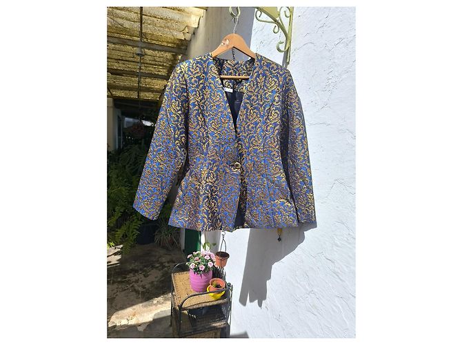Autre Marque Teresa Bermejo Essence von Ibiza Barock-Brokatjacke Marineblau - Ansicht 2
