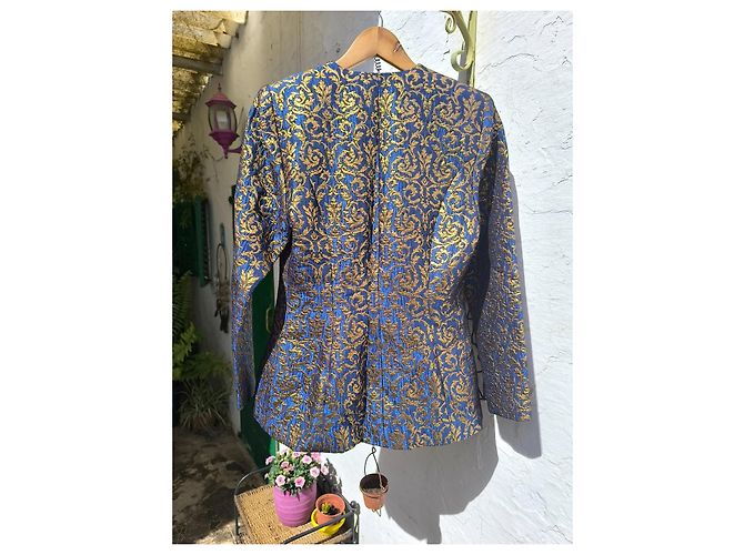 Autre Marque Teresa Bermejo Essence von Ibiza Barock-Brokatjacke Marineblau - Ansicht 7