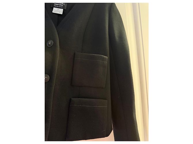 Giacca Chanel Uniform nera in lana e cotone Nero - vista 11