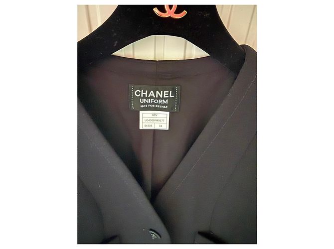 Giacca Chanel Uniform nera in lana e cotone Nero - vista 4