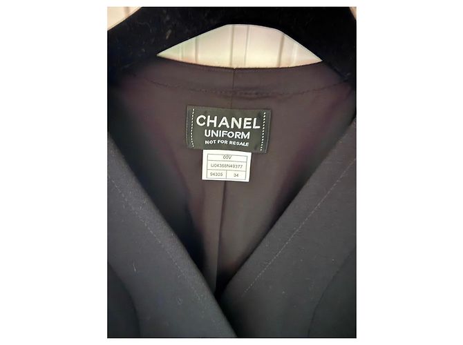 Giacca Chanel Uniform nera in lana e cotone Nero - vista 5