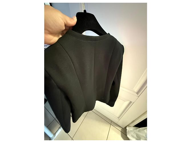 Giacca Chanel Uniform nera in lana e cotone Nero - vista 7