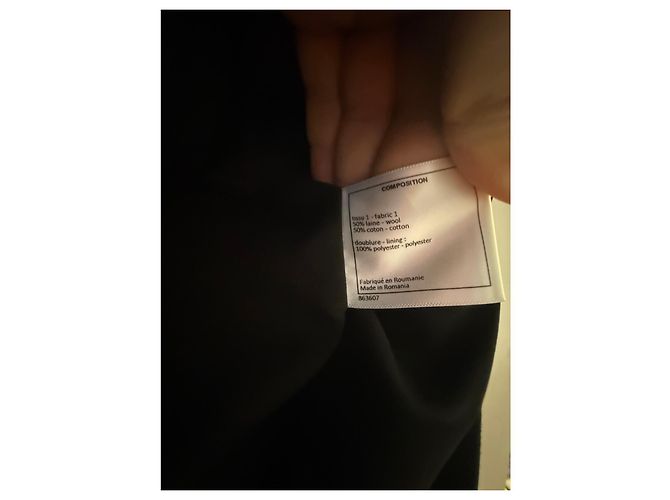 Giacca Chanel Uniform nera in lana e cotone Nero - vista 9