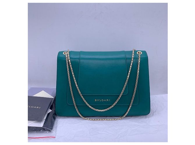 Bulgari Borsa Bvlgari Serpenti Forever testa di serpente verde smeraldo - vista 2