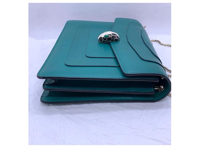 Bulgari Borsa Bvlgari Serpenti Forever testa di serpente verde smeraldo - vista 3