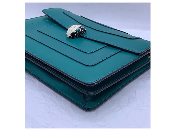 Bulgari Borsa Bvlgari Serpenti Forever testa di serpente verde smeraldo - vista 9