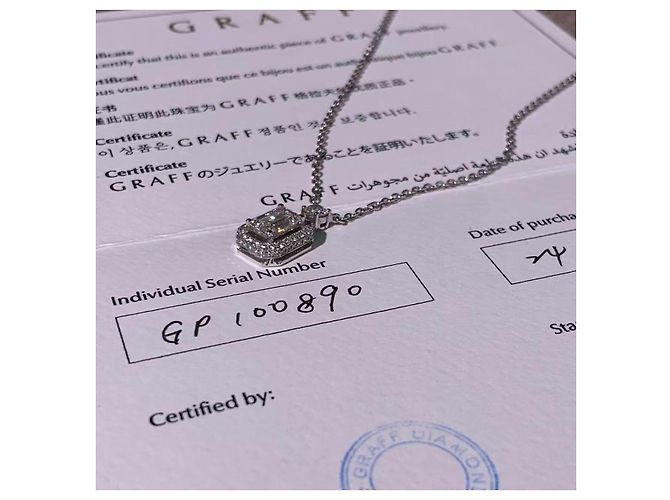 Collana Graff Constellation Diamanti 1,01 ct Taglio Smeraldo Argento - vista 3