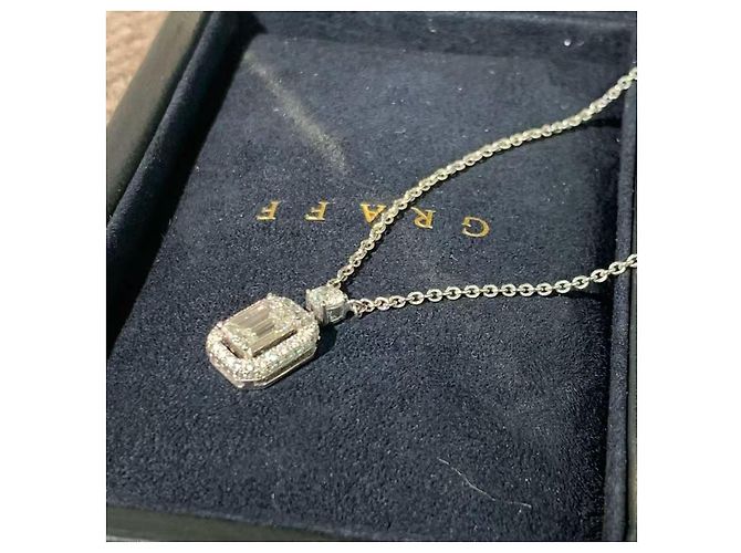 Collana Graff Constellation Diamanti 1,01 ct Taglio Smeraldo Argento - vista 4