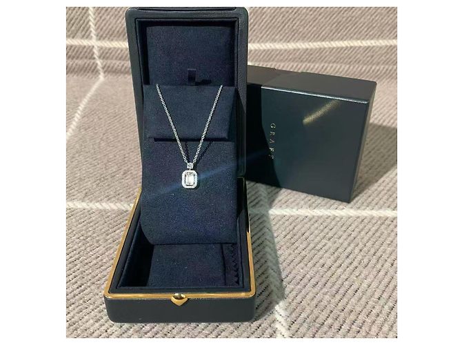 Collana Graff Constellation Diamanti 1,01 ct Taglio Smeraldo Argento - vista 9