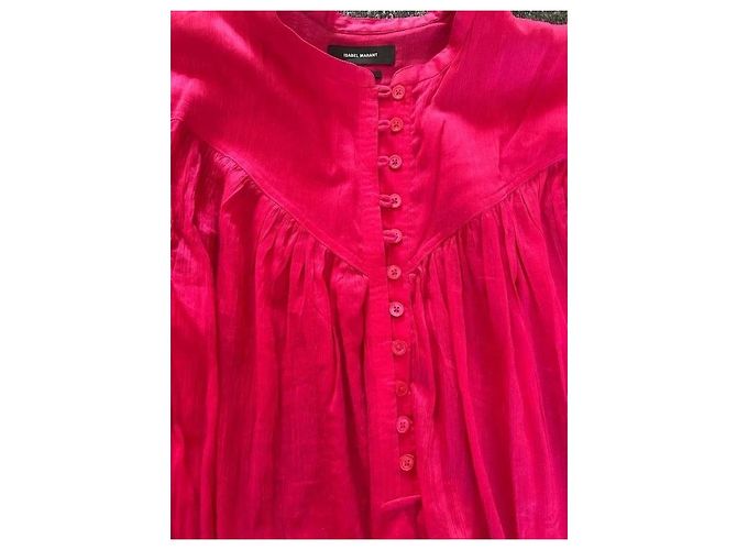 Isabel Marant Camicia Oversize in Voile di Cotone e Seta Rosa - vista 4