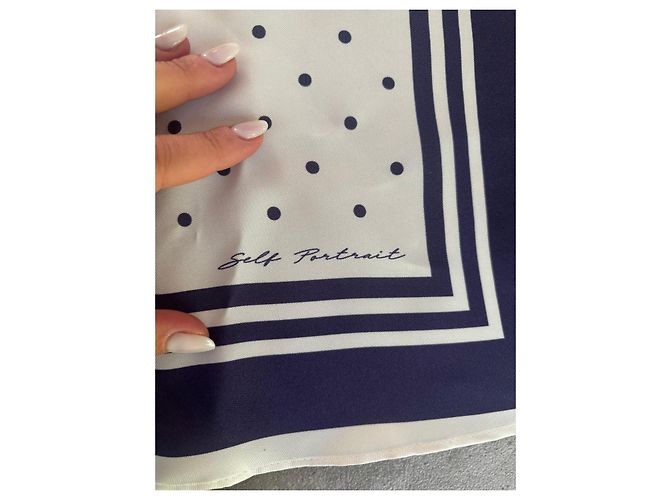 Autre Marque Foulard in seta a pois Self-Portrait Nero Bianco - vista 2