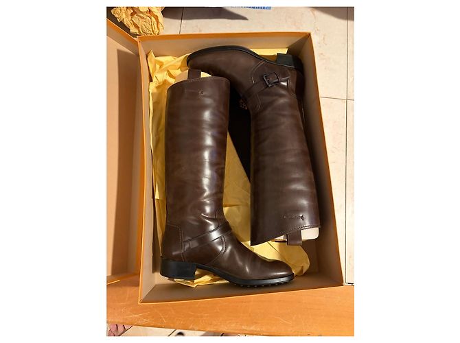 Tod's Botas Montura de Cuero Marrón Talla 40 Marrón oscuro - vista 4