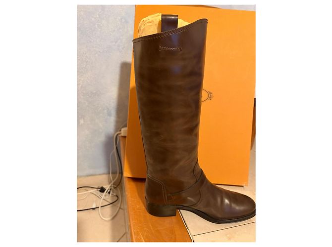 Tod's Botas Montura de Cuero Marrón Talla 40 Marrón oscuro - vista 5