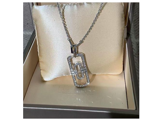 Collana Bulgari Large Round Pin in platino e diamanti Argento - vista 4