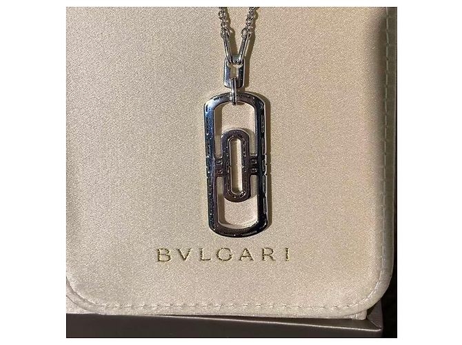 Collana Bulgari Large Round Pin in platino e diamanti Argento - vista 5