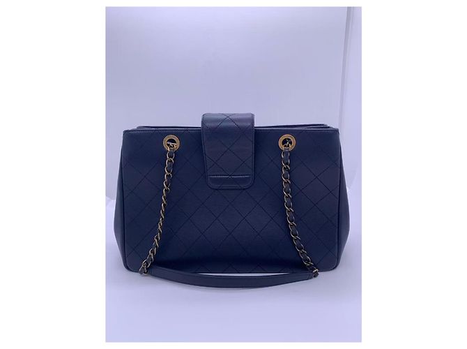 Borsa Chanel Mumbai in pelle blu con tracolla - vista 2