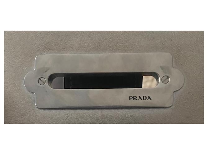 Borsa a Spalla Prada Cahier in Pelle Argento e Nera - vista 4