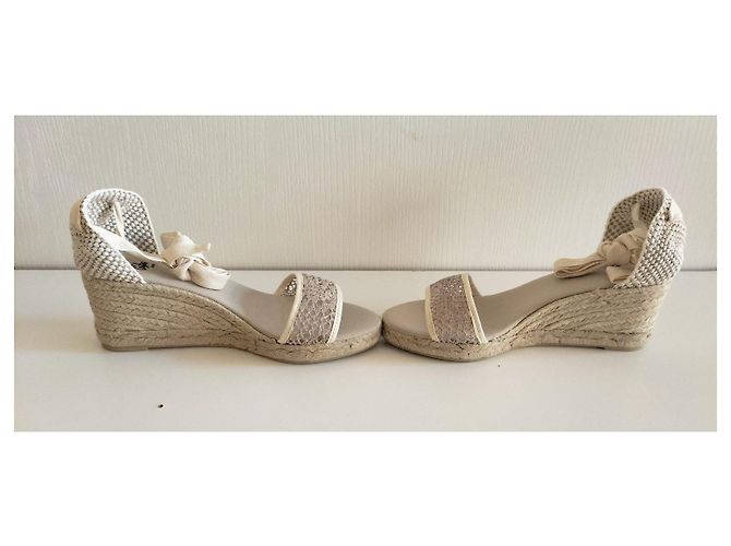 Espadrillas con zeppa Castaner Bianco Beige - vista 13