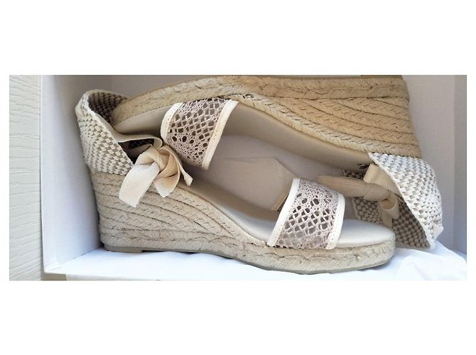 Espadrillas con zeppa Castaner Bianco Beige - vista 17
