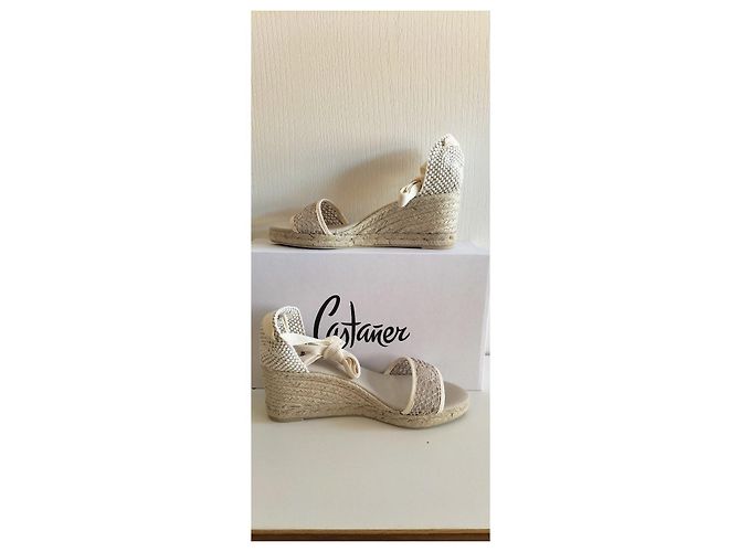 Espadrillas con zeppa Castaner Bianco Beige - vista 2
