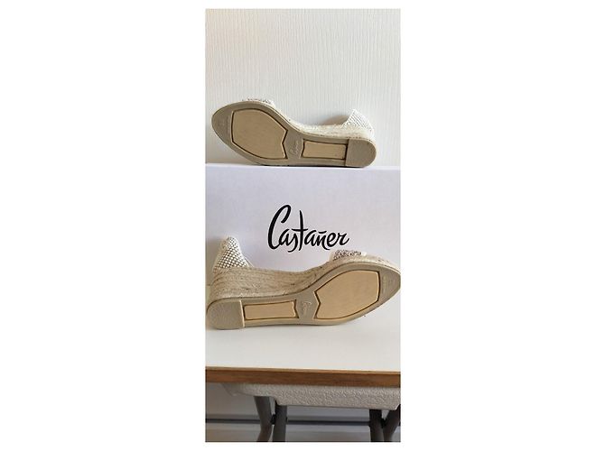 Espadrillas con zeppa Castaner Bianco Beige - vista 3