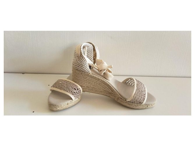 Espadrillas con zeppa Castaner Bianco Beige - vista 9
