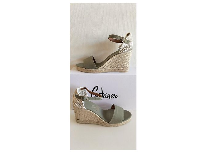 Espadrillas con zeppa Castaner taglia 40. Beige Verde - vista 2