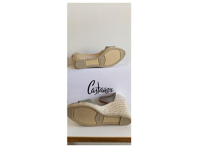 Espadrillas con zeppa Castaner taglia 40. Beige Verde - vista 3